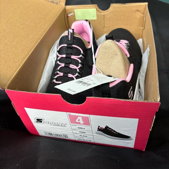 NWT S Sport by Skechers Girls’ Vana Sneakers Black • Youth 4 - Picture 5 of 6